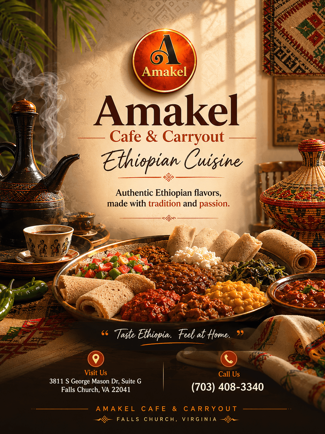 Authentic Ethiopian food at Amakel Cafe